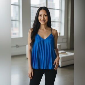 Express-XS- Vibrant Blue Pleated Camisole Adjustable Straps